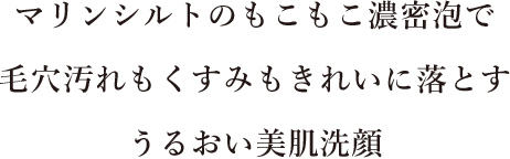 マリンシルトのもこもこ濃密泡で 毛穴汚れもくすみもきれいに落とす うるおい美肌洗顔